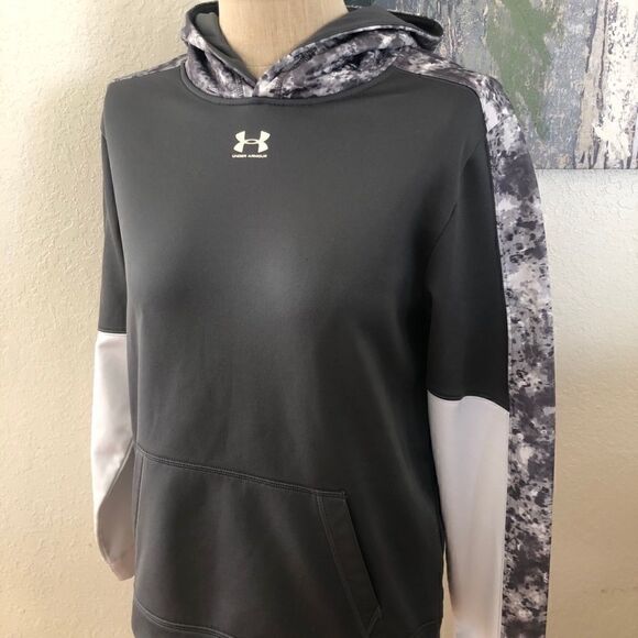 UNDER ARMOUR Coldgear Gray/White Hoodie - Picture 1 of 9